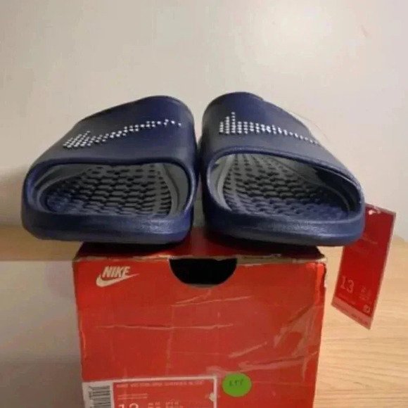 252. NEW Nike Victori One Slide- Navy/White- US 13 Men\'s